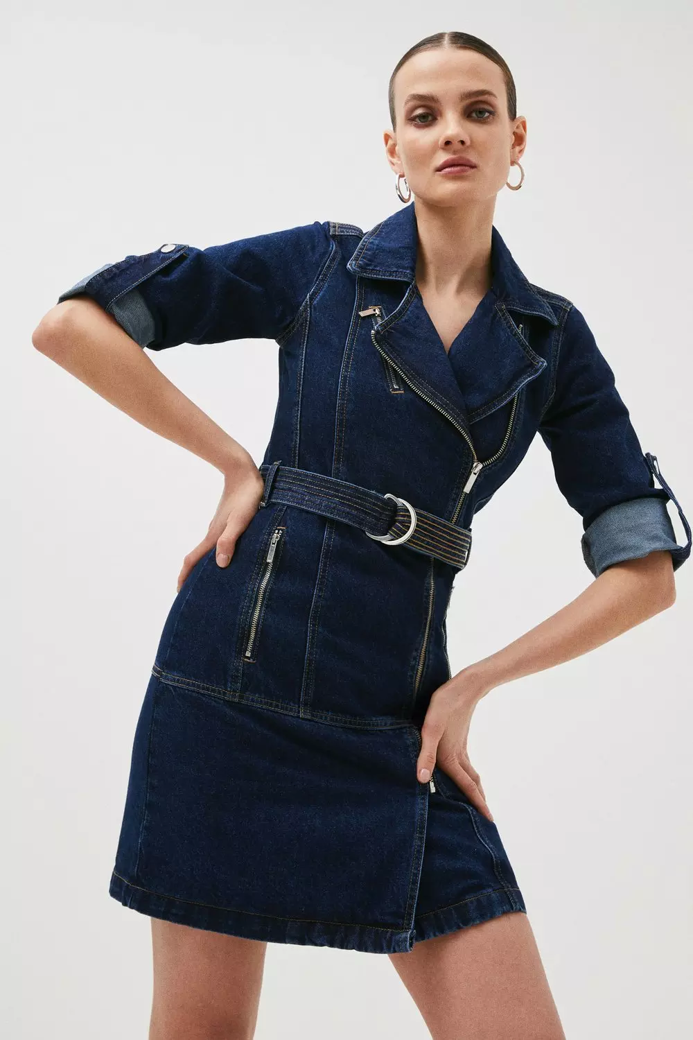 Denim biker dress deals